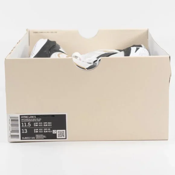 Nike Kyrie Low 5 'White Black Metallic Gold' DJ6012-101 Basketball Sneakers - Picture 11 of 13
